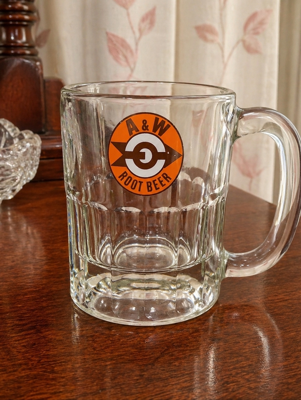 A&W Mama Clear Glass Mug with Orange Logo